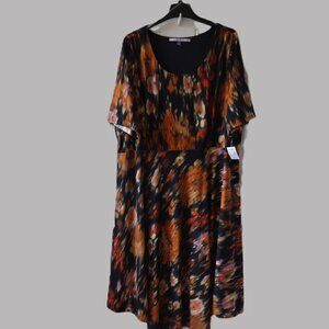 Luxe By Carmen Marc Valvo women's dress size 24, black/ multi color short sleeve